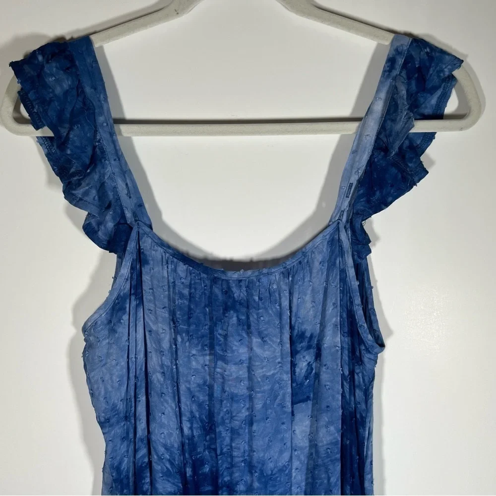 NWT BB Dakota blue tie-dye ruffle tiered maxi dress sz S fairy boho hippie - Picture 4 of 12